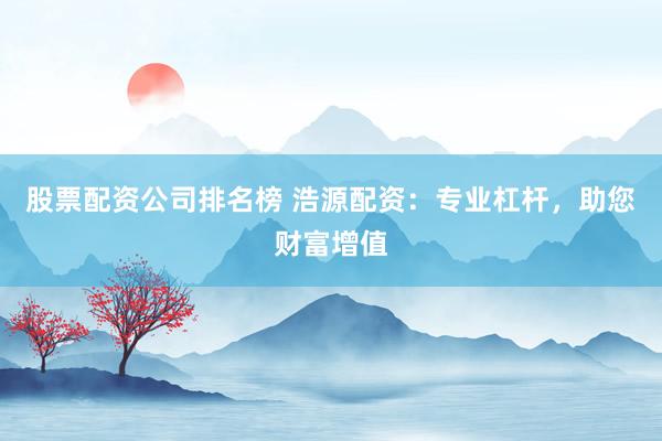 股票配资公司排名榜 浩源配资：专业杠杆，助您财富增值