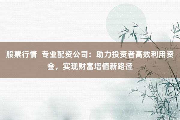 股票行情  专业配资公司：助力投资者高效利用资金，实现财富增值新路径