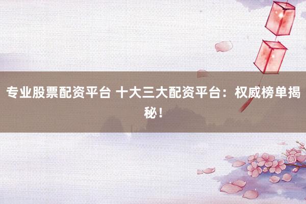 专业股票配资平台 十大三大配资平台：权威榜单揭秘！