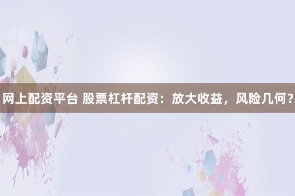 网上配资平台 股票杠杆配资：放大收益，风险几何？