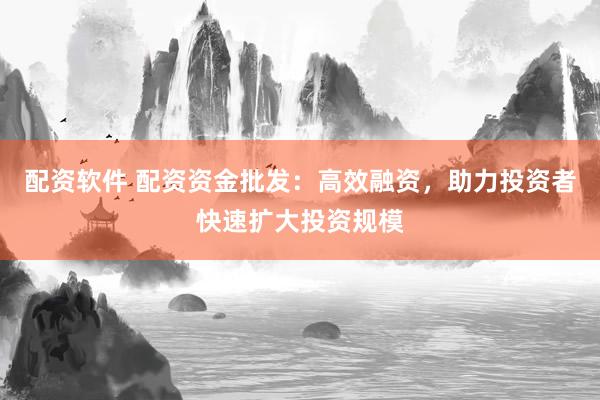 配资软件 配资资金批发：高效融资，助力投资者快速扩大投资规模