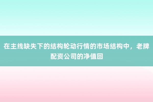 在主线缺失下的结构轮动行情的市场结构中，老牌配资公司的净值回