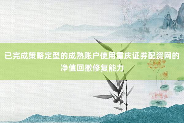 已完成策略定型的成熟账户使用重庆证券配资网的净值回撤修复能力