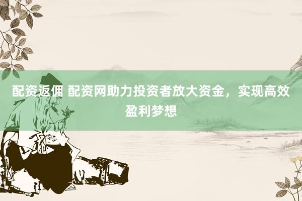 配资返佣 配资网助力投资者放大资金，实现高效盈利梦想