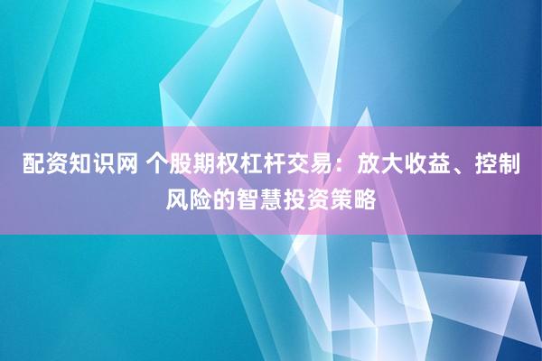 配资知识网 个股期权杠杆交易：放大收益、控制风险的智慧投资策略