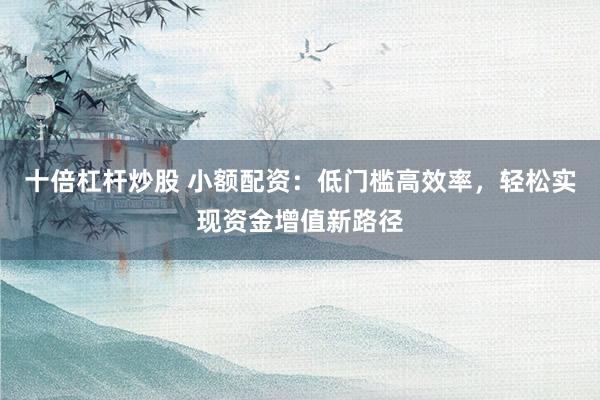 十倍杠杆炒股 小额配资：低门槛高效率，轻松实现资金增值新路径